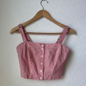 Brandy Melville red and white Sleeveless Crop Tank Top